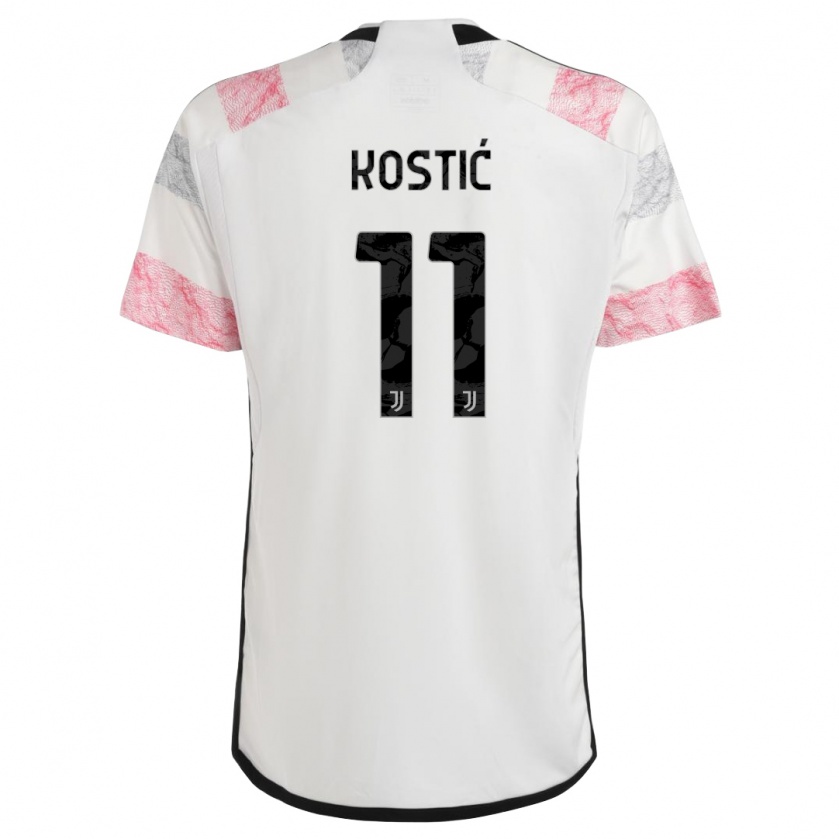 Kandiny Uomo Maglia Filip Kostic #11 Bianco Rosa Kit Gara Away 2023/24 Maglietta