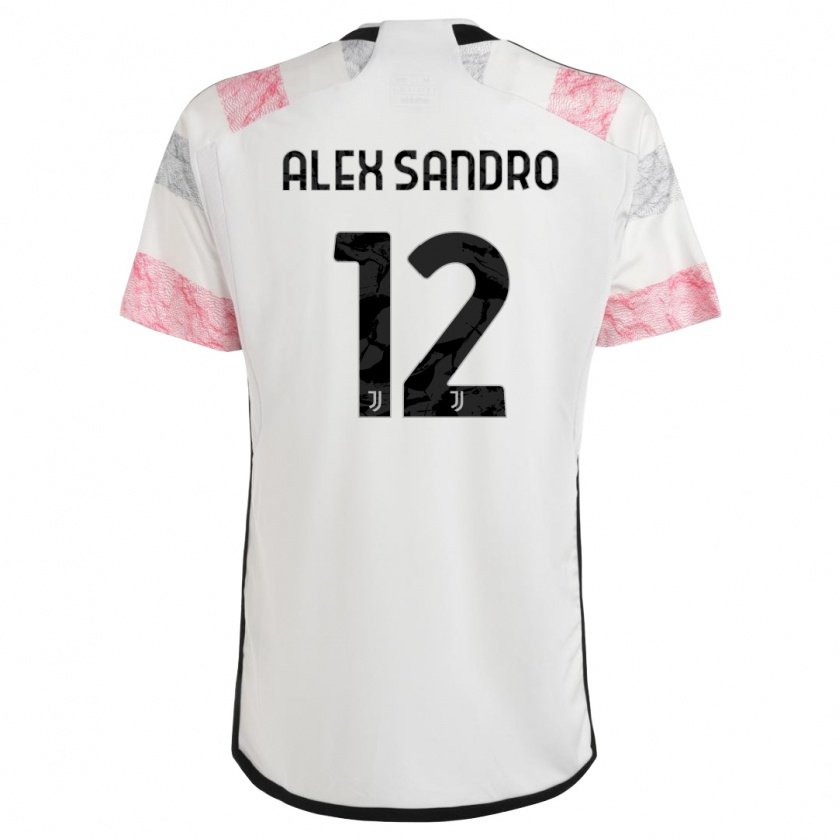 Kandiny Uomo Maglia Alex Sandro #12 Bianco Rosa Kit Gara Away 2023/24 Maglietta