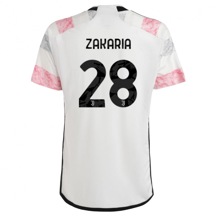 Kandiny Uomo Maglia Denis Zakaria #28 Bianco Rosa Kit Gara Away 2023/24 Maglietta