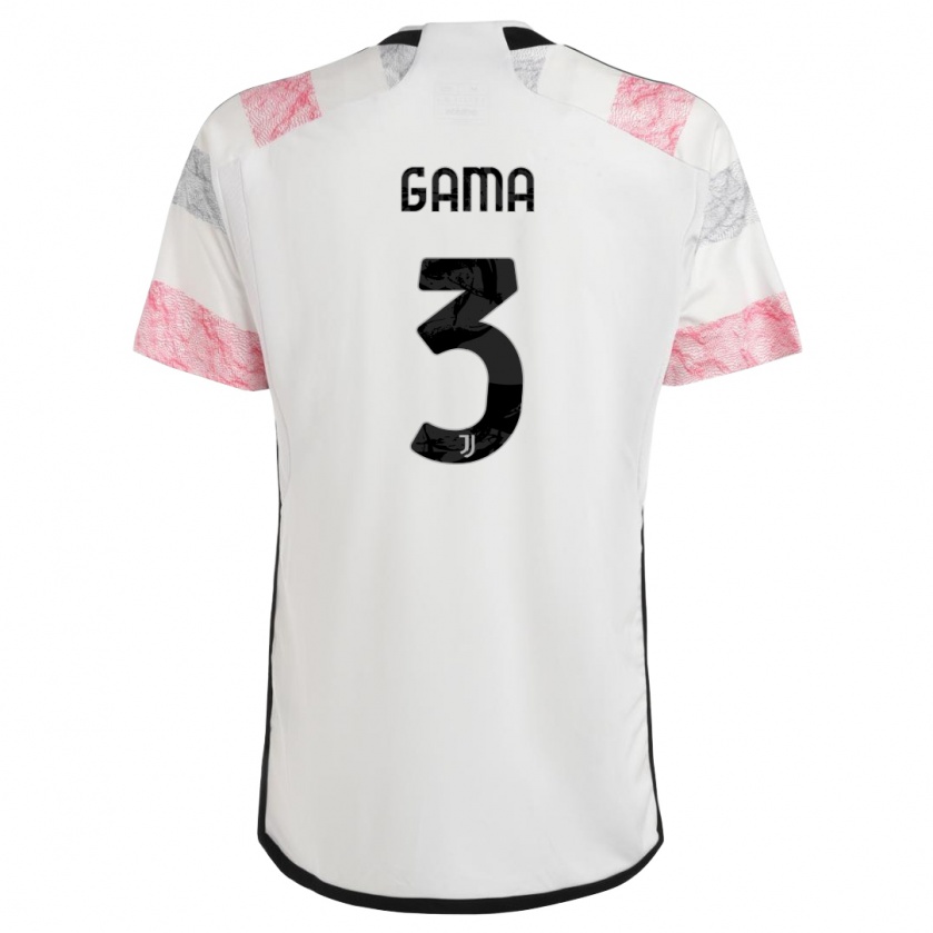 Kandiny Uomo Maglia Sara Gama #3 Bianco Rosa Kit Gara Away 2023/24 Maglietta