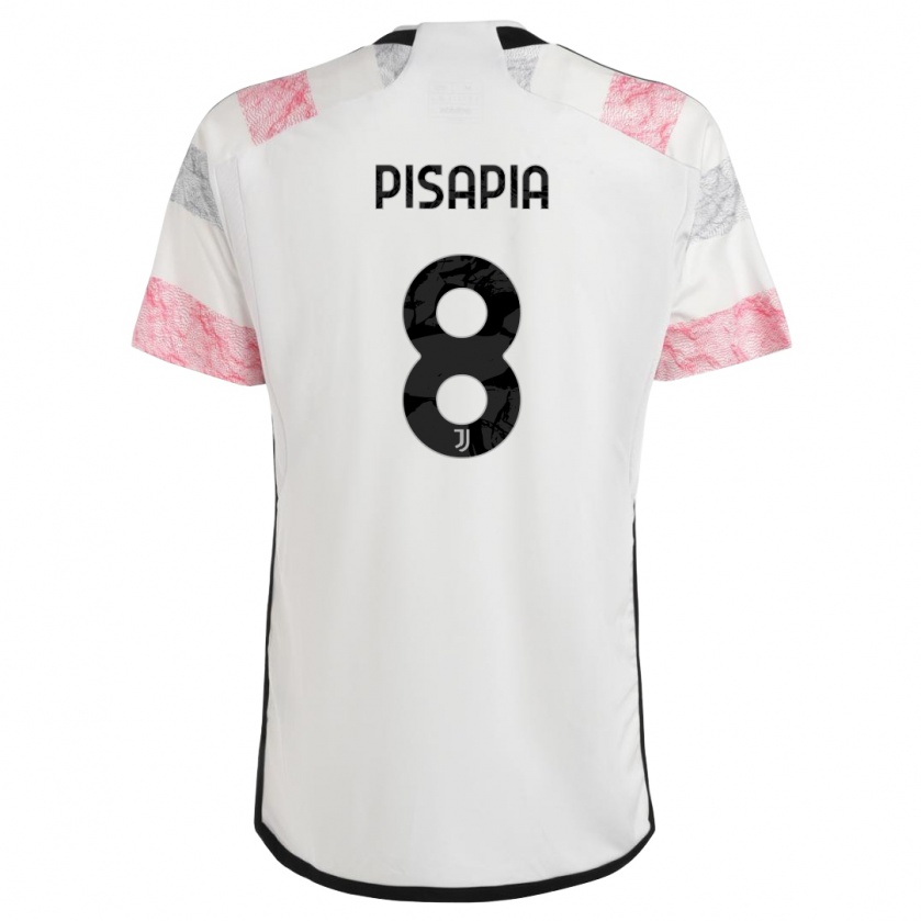 Kandiny Uomo Maglia Luciano Pisapia #8 Bianco Rosa Kit Gara Away 2023/24 Maglietta