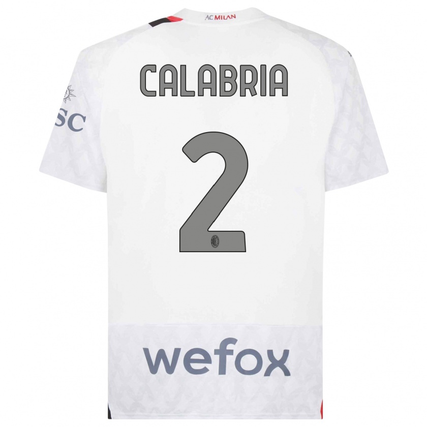 Kandiny Uomo Maglia Davide Calabria #2 Bianco Kit Gara Away 2023/24 Maglietta