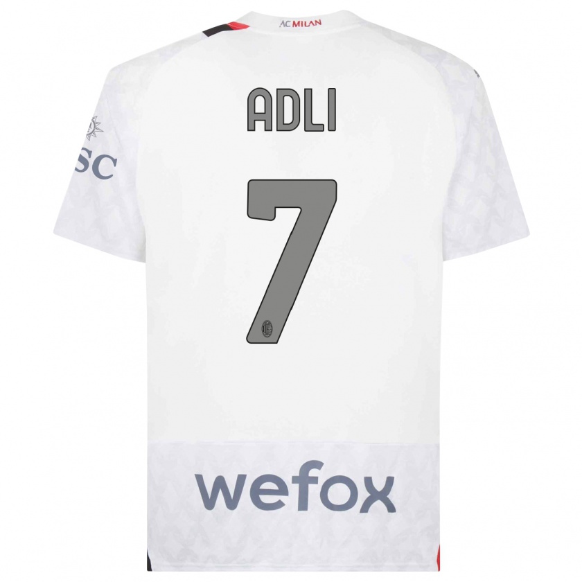 Kandiny Hombre Camiseta Yacine Adli #7 Blanco 2ª Equipación 2023/24 La Camisa