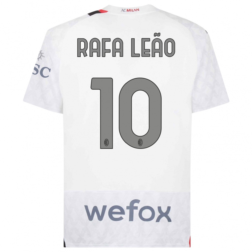 Kandiny Uomo Maglia Rafael Leão #10 Bianco Kit Gara Away 2023/24 Maglietta