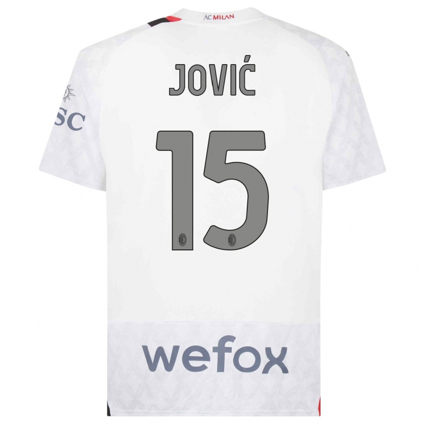 Kandiny Uomo Maglia Luka Jovic #15 Bianco Kit Gara Away 2023/24 Maglietta