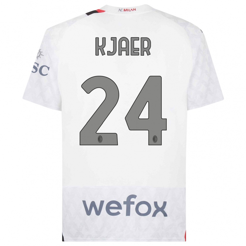 Kandiny Uomo Maglia Simon Kjaer #24 Bianco Kit Gara Away 2023/24 Maglietta