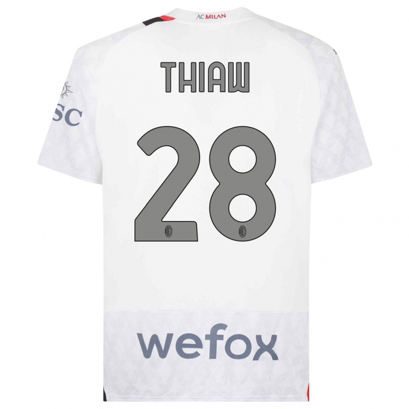 Kandiny Hombre Camiseta Malick Thiaw #28 Blanco 2ª Equipación 2023/24 La Camisa