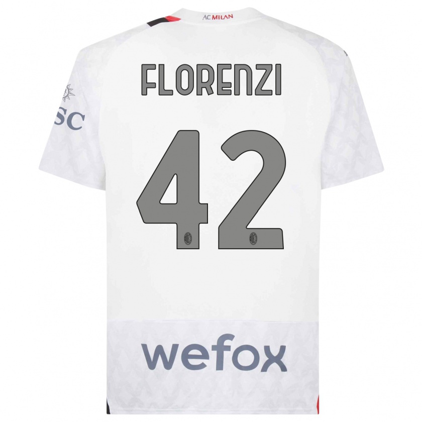 Kandiny Uomo Maglia Alessandro Florenzi #42 Bianco Kit Gara Away 2023/24 Maglietta