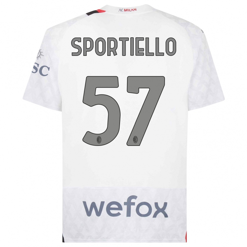 Kandiny Uomo Maglia Marco Sportiello #57 Bianco Kit Gara Away 2023/24 Maglietta