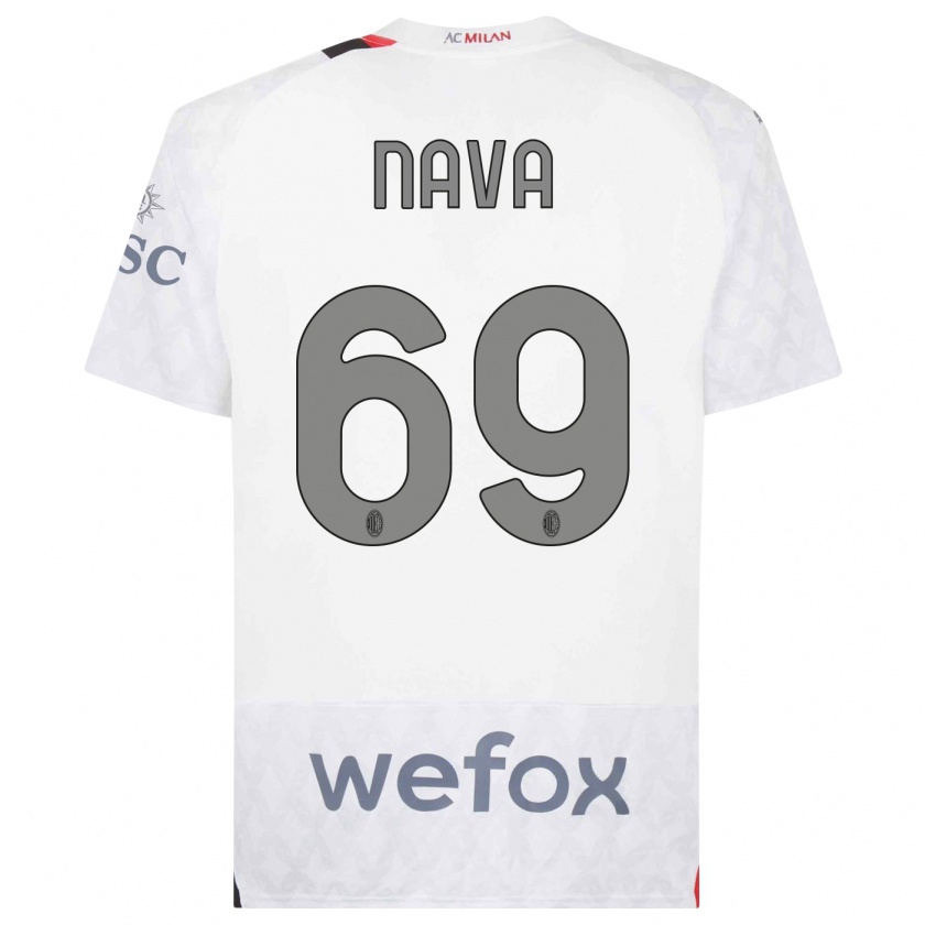 Kandiny Uomo Maglia Lapo Nava #69 Bianco Kit Gara Away 2023/24 Maglietta