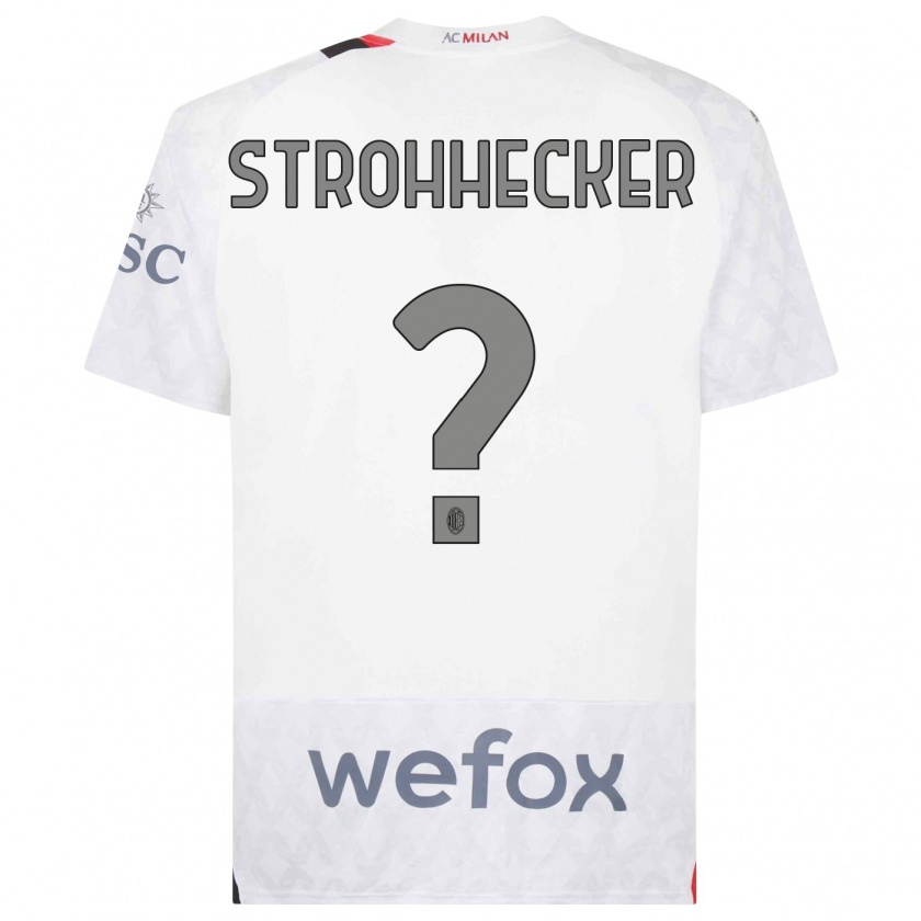 Kandiny Uomo Maglia Riccardo Strohhecker #0 Bianco Kit Gara Away 2023/24 Maglietta