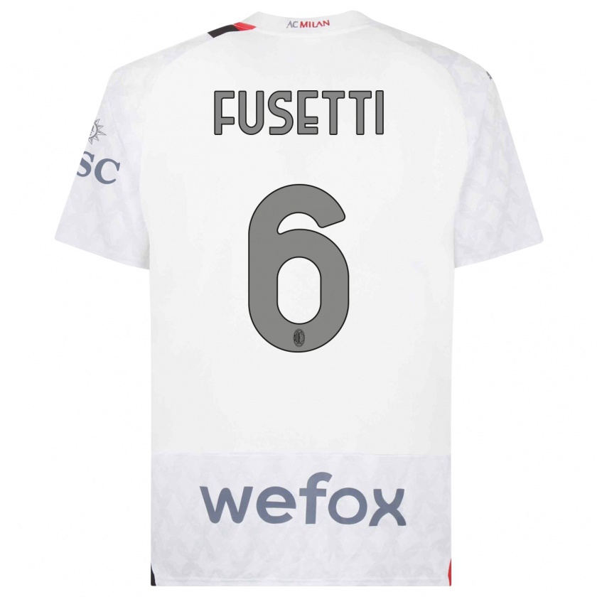 Kandiny Uomo Maglia Laura Fusetti #6 Bianco Kit Gara Away 2023/24 Maglietta