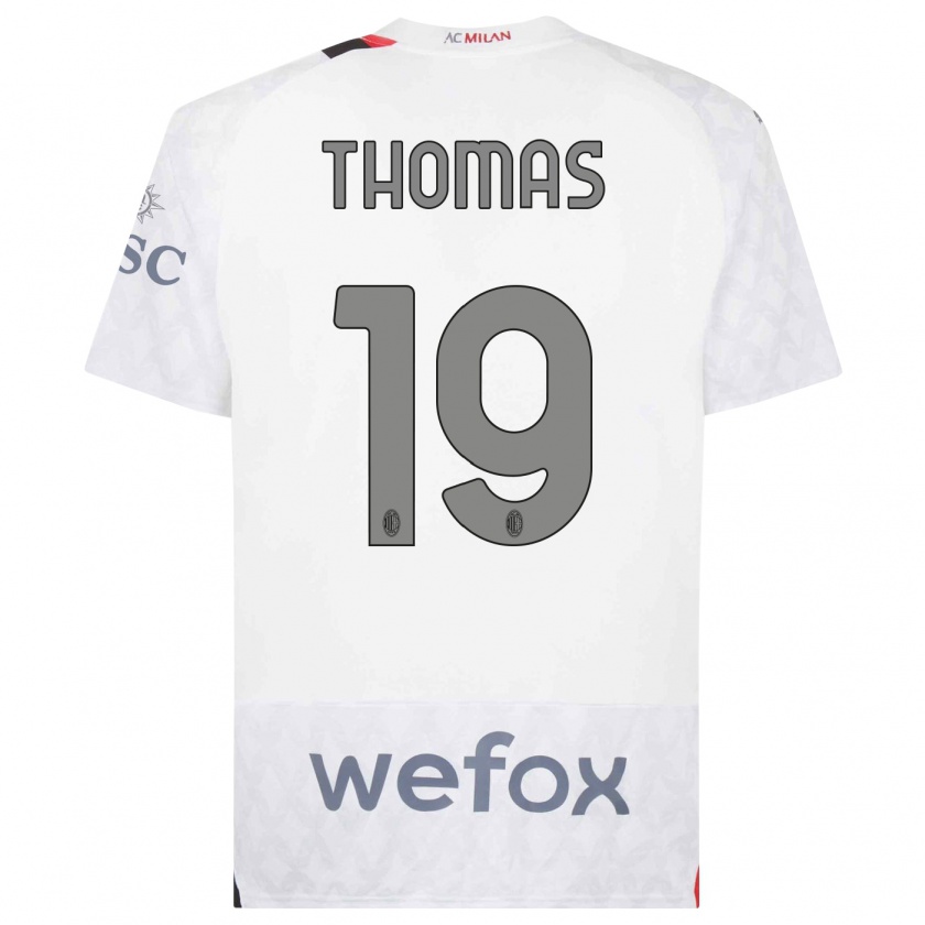 Kandiny Uomo Maglia Lindsey Thomas #19 Bianco Kit Gara Away 2023/24 Maglietta