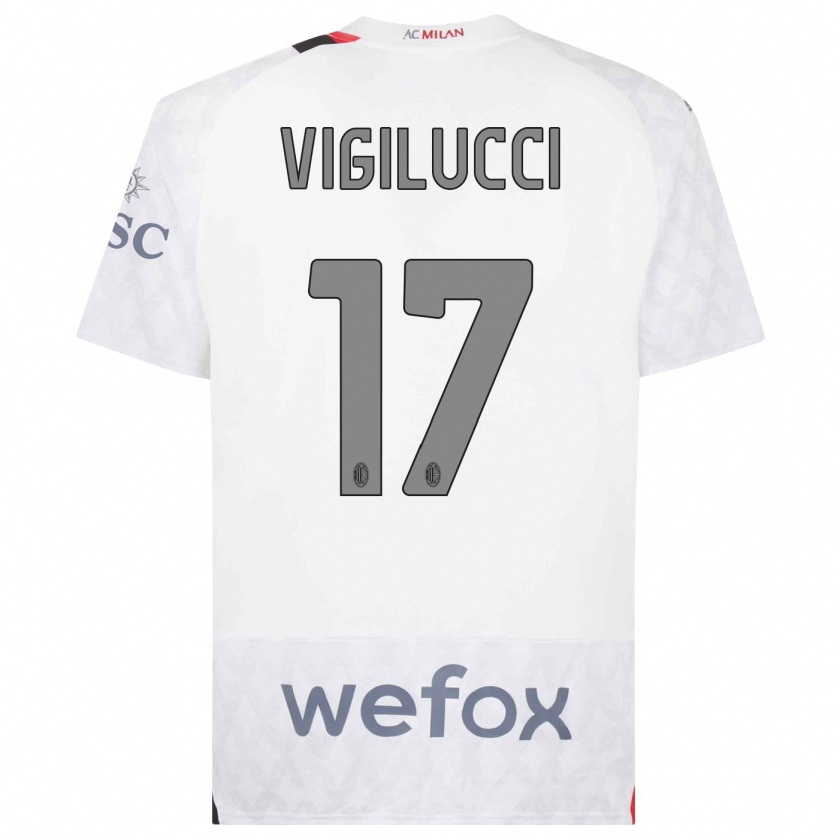 Kandiny Uomo Maglia Valery Vigilucci #17 Bianco Kit Gara Away 2023/24 Maglietta