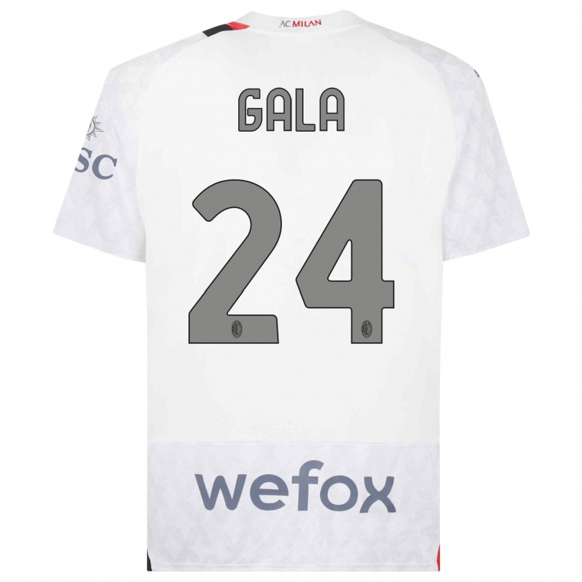 Kandiny Uomo Maglia Antonio Gala #24 Bianco Kit Gara Away 2023/24 Maglietta