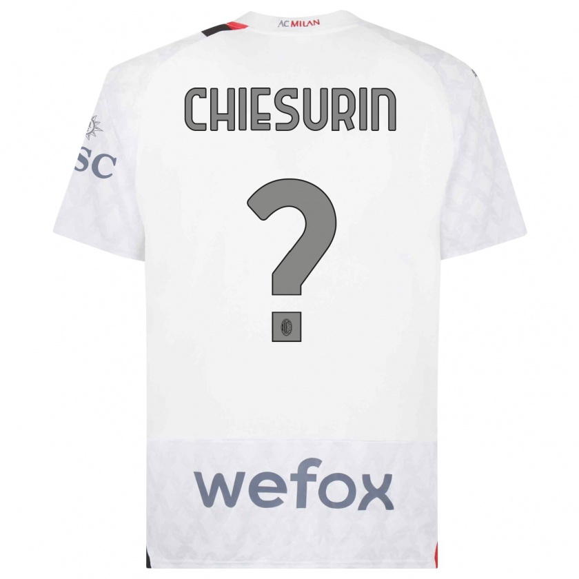 Kandiny Uomo Maglia Alberto Chiesurin #0 Bianco Kit Gara Away 2023/24 Maglietta