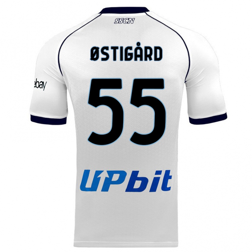 Kandiny Uomo Maglia Leo Østigård #55 Bianco Kit Gara Away 2023/24 Maglietta