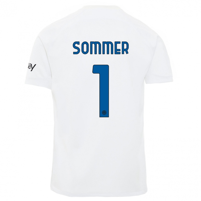 Kandiny Uomo Maglia Yann Sommer #1 Bianco Kit Gara Away 2023/24 Maglietta