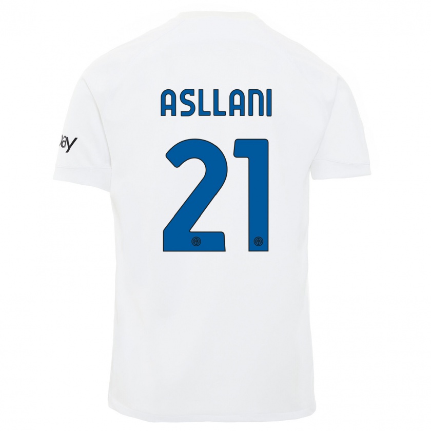 Kandiny Hombre Camiseta Kristjan Asllani #21 Blanco 2ª Equipación 2023/24 La Camisa