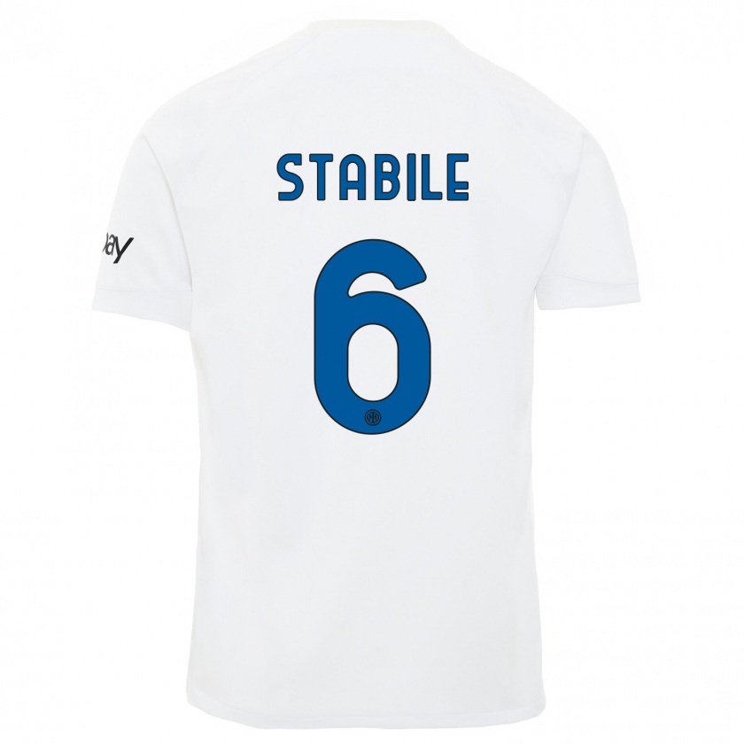 Kandiny Hombre Camiseta Giacomo Stabile #6 Blanco 2ª Equipación 2023/24 La Camisa