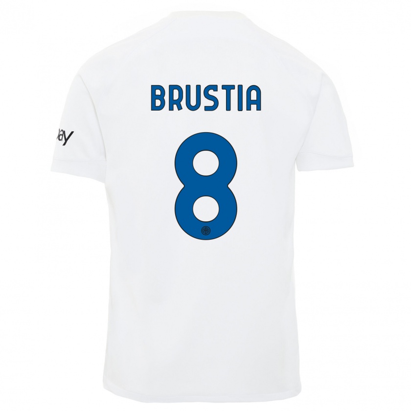 Kandiny Uomo Maglia Martina Brustia #8 Bianco Kit Gara Away 2023/24 Maglietta