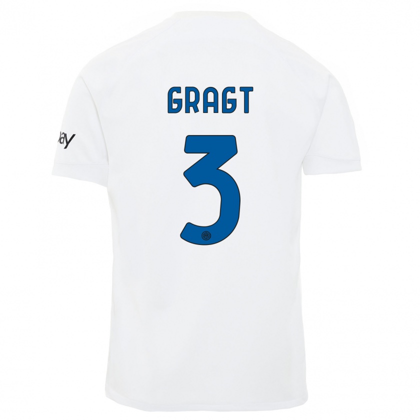 Kandiny Uomo Maglia Stefanie Van Der Gragt #3 Bianco Kit Gara Away 2023/24 Maglietta