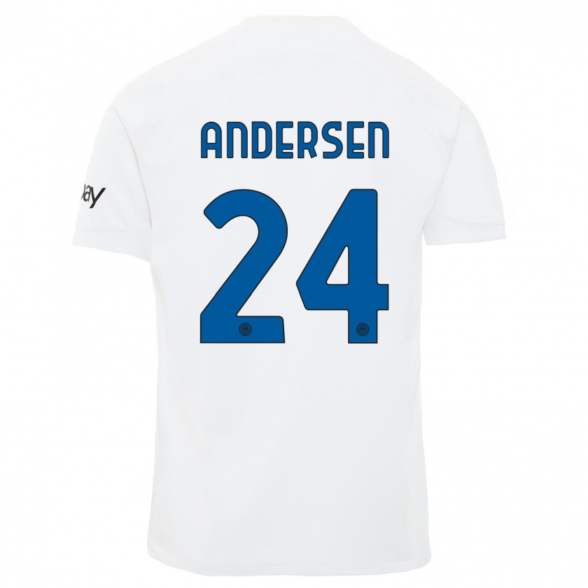 Kandiny Hombre Camiseta Silas Andersen #24 Blanco 2ª Equipación 2023/24 La Camisa