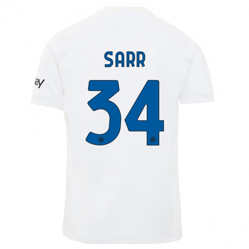 Kandiny Hombre Camiseta Amadou Sarr #34 Blanco 2ª Equipación 2023/24 La Camisa México