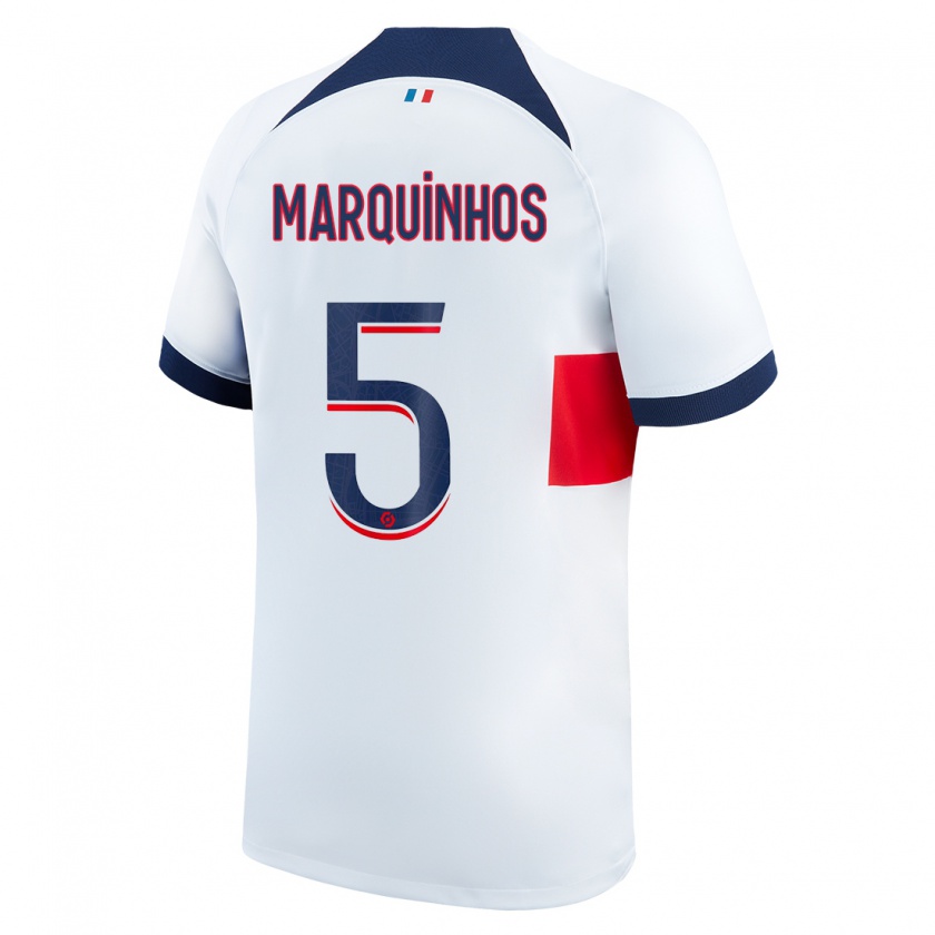 Kandiny Uomo Maglia Marquinhos #5 Bianco Kit Gara Away 2023/24 Maglietta