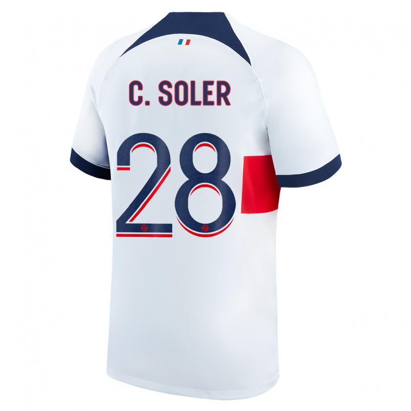 Kandiny Uomo Maglia Carlos Soler #28 Bianco Kit Gara Away 2023/24 Maglietta