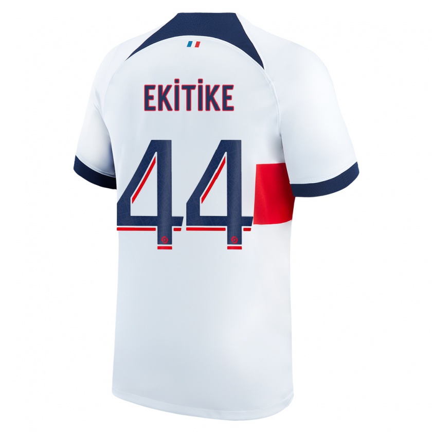 Kandiny Uomo Maglia Hugo Ekitiké #44 Bianco Kit Gara Away 2023/24 Maglietta