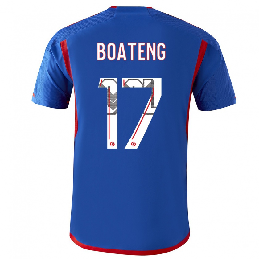 Kandiny Heren Jerome Boateng #17 Blauw Rood Uitshirt Uittenue 2023/24 T-Shirt België