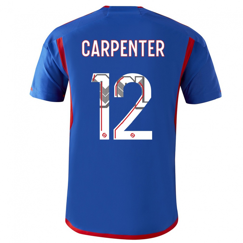 Kandiny Uomo Maglia Ellie Carpenter #12 Blu Rosso Kit Gara Away 2023/24 Maglietta