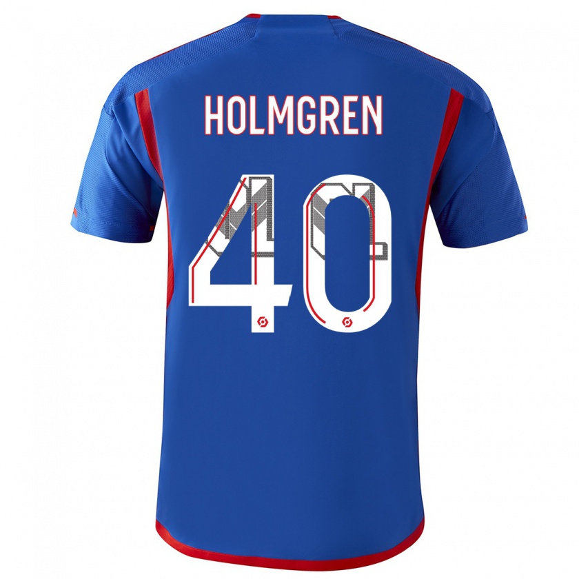 Kandiny Herren Emma Holmgren #40 Blau Rot Auswärtstrikot Trikot 2023/24 T-Shirt Österreich