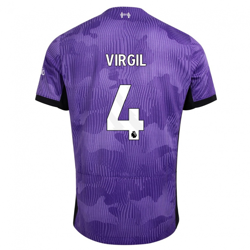 Kandiny Heren Virgil Van Dijk #4 Paars Thuisshirt Derde Tenue 2023/24 T-Shirt België