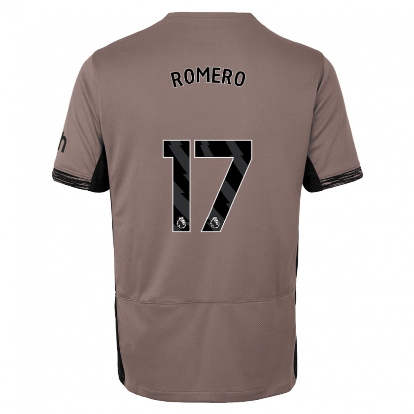 Kandiny Uomo Maglia Cristian Romero #17 Beige Scuro Kit Gara Third 2023/24 Maglietta