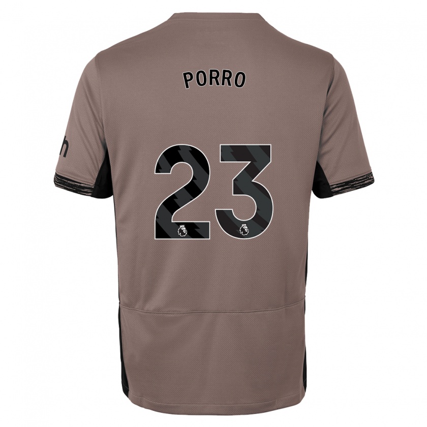 Kandiny Uomo Maglia Pedro Porro #23 Beige Scuro Kit Gara Third 2023/24 Maglietta