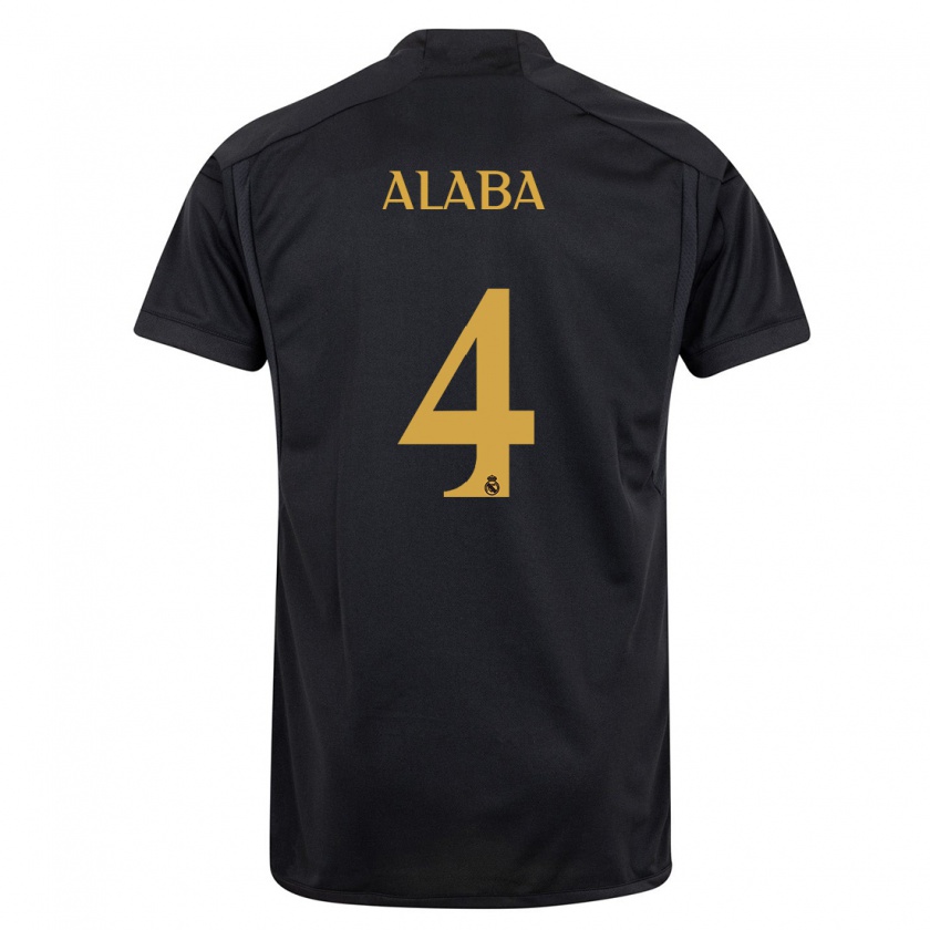 Kandiny Uomo Maglia David Alaba #4 Nero Kit Gara Third 2023/24 Maglietta