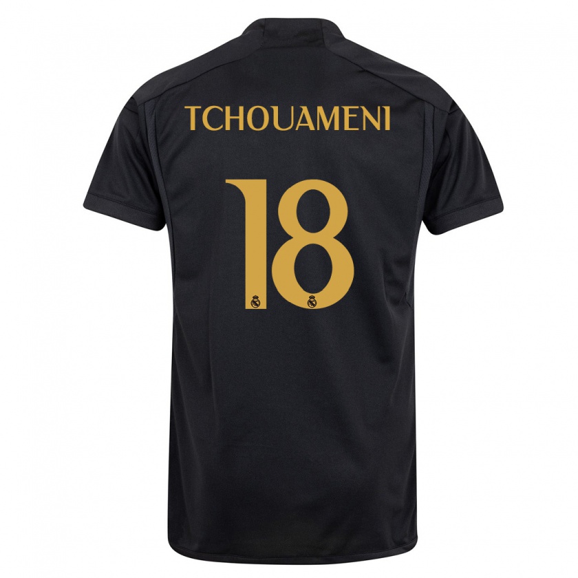 Kandiny Herren Aurélien Tchouaméni #18 Schwarz Ausweichtrikot Trikot 2023/24 T-Shirt Österreich