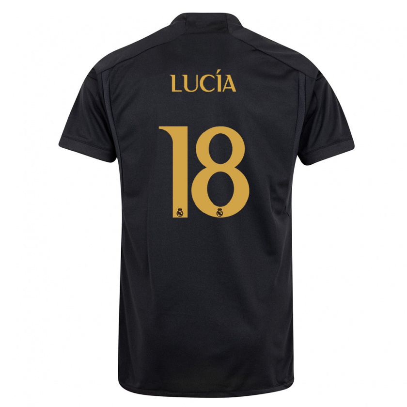 Kandiny Uomo Maglia Lucia Rodriguez #18 Nero Kit Gara Third 2023/24 Maglietta