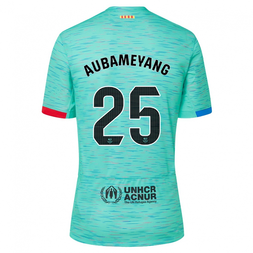 Kandiny Heren Pierre Emerick Aubameyang #25 Licht Aqua Thuisshirt Derde Tenue 2023/24 T-Shirt België