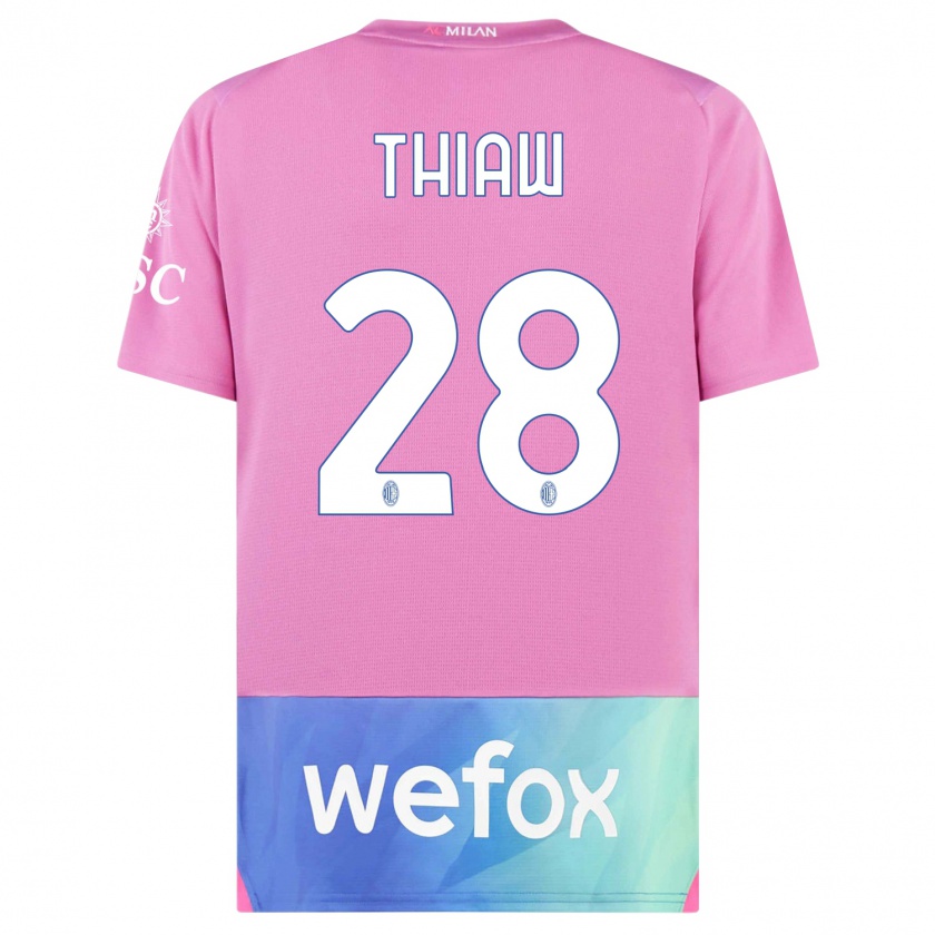 Kandiny Hombre Camiseta Malick Thiaw #28 Rosado Morado Equipación Tercera 2023/24 La Camisa