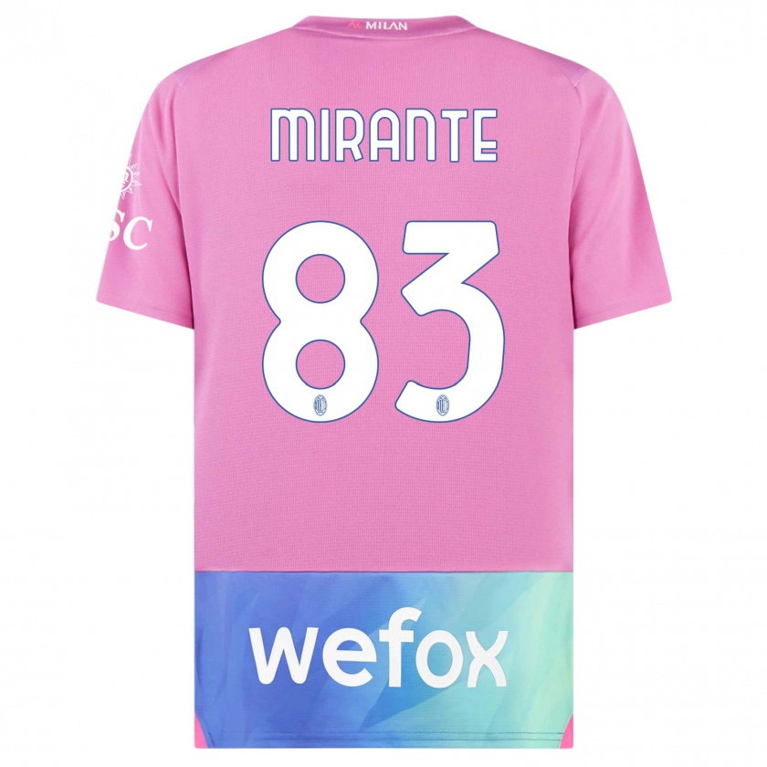 Kandiny Uomo Maglia Antonio Mirante #83 Rosa Viola Kit Gara Third 2023/24 Maglietta