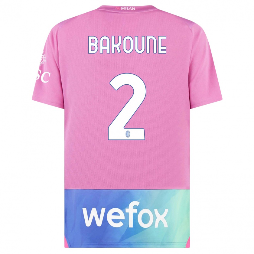 Kandiny Hombre Camiseta Adam Bakoune #2 Rosado Morado Equipación Tercera 2023/24 La Camisa