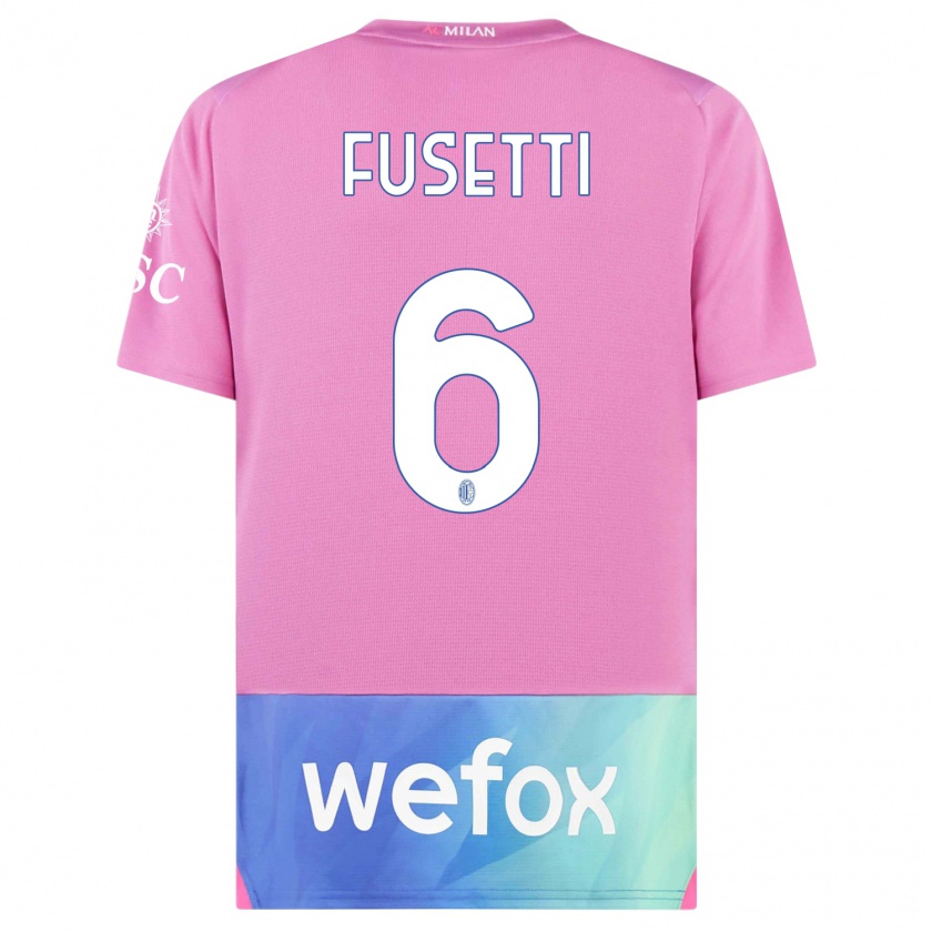 Kandiny Uomo Maglia Laura Fusetti #6 Rosa Viola Kit Gara Third 2023/24 Maglietta