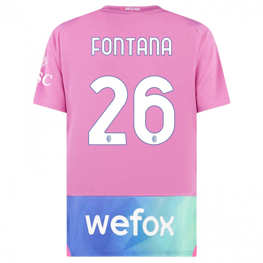 Kandiny Hombre Camiseta Francesco Fontana #26 Rosado Morado Equipación Tercera 2023/24 La Camisa