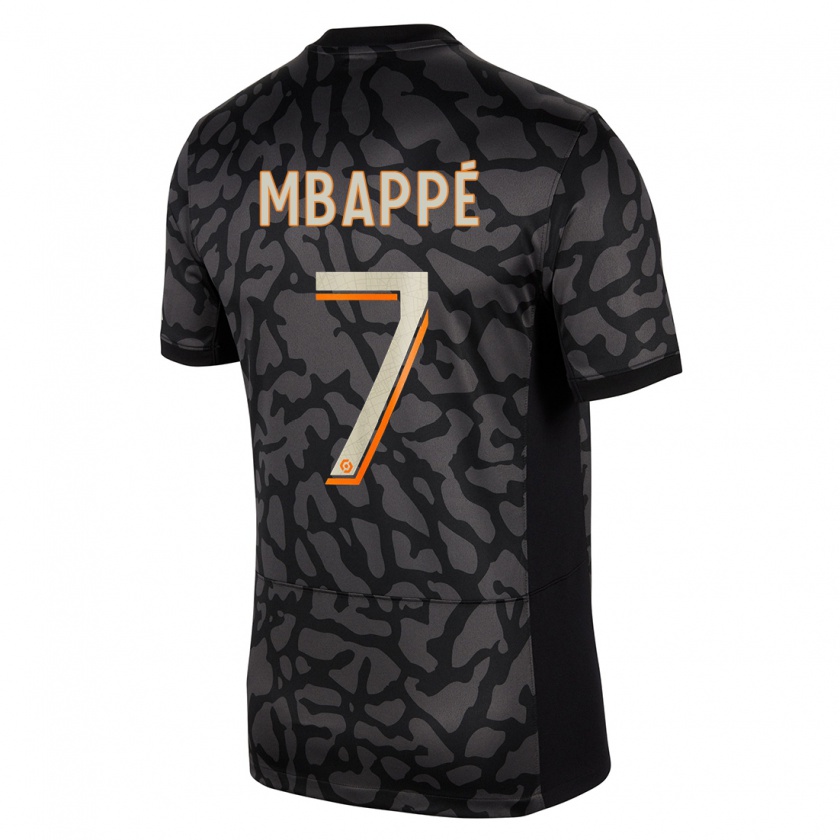 Kandiny Heren Kylian Mbappé #7 Zwart Thuisshirt Derde Tenue 2023/24 T-Shirt België