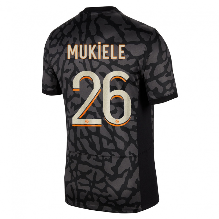 Kandiny Uomo Maglia Nordi Mukiele #26 Nero Kit Gara Third 2023/24 Maglietta