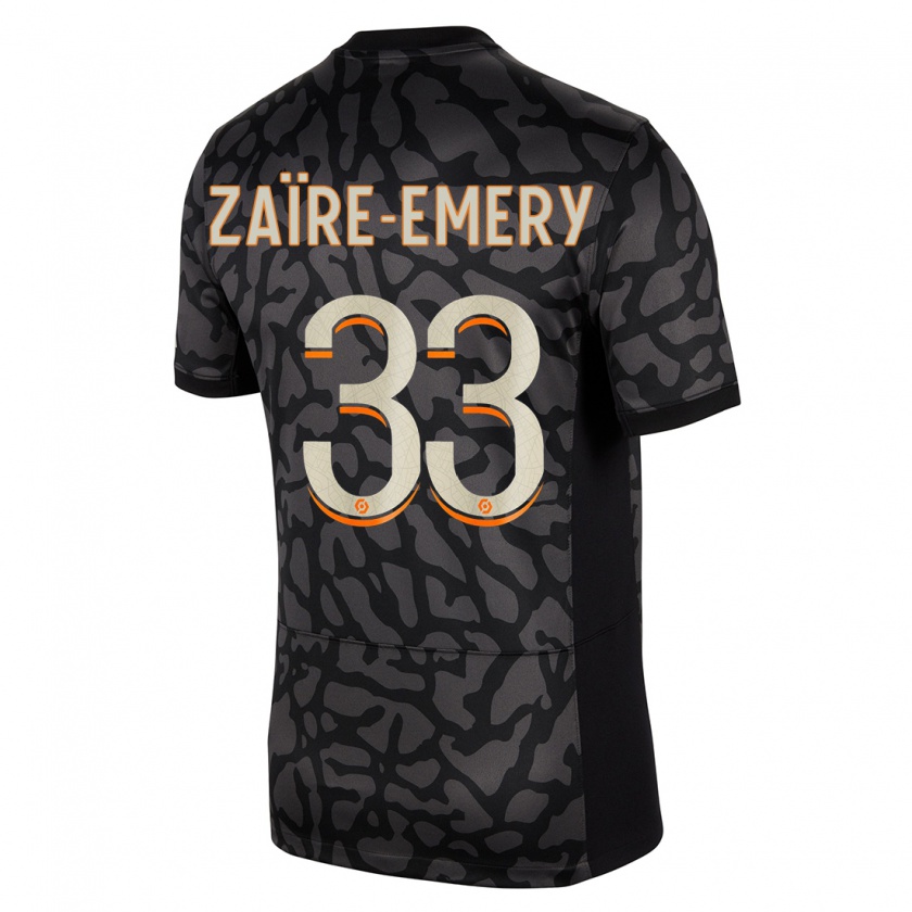 Kandiny Herren Warren Zaïre-Emery #33 Schwarz Ausweichtrikot Trikot 2023/24 T-Shirt Österreich