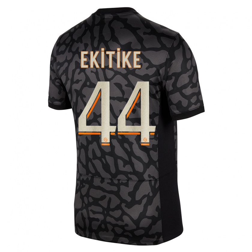 Kandiny Heren Hugo Ekitiké #44 Zwart Thuisshirt Derde Tenue 2023/24 T-Shirt